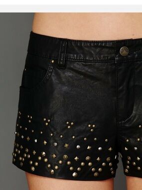 Free People Vegan Leather Studded Rocker Shorts